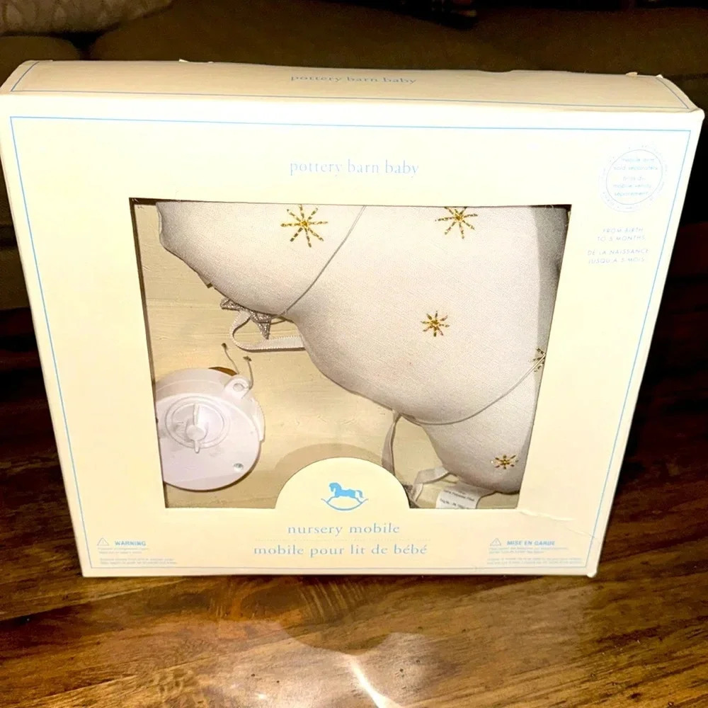 NWT PBK Pottery Barn Kids Baby Nursery Musical Mobile Cloud Star Brahms Lullaby - Picture 3 of 9